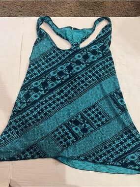 Women’s Teal Patterned Racerback Tank Top